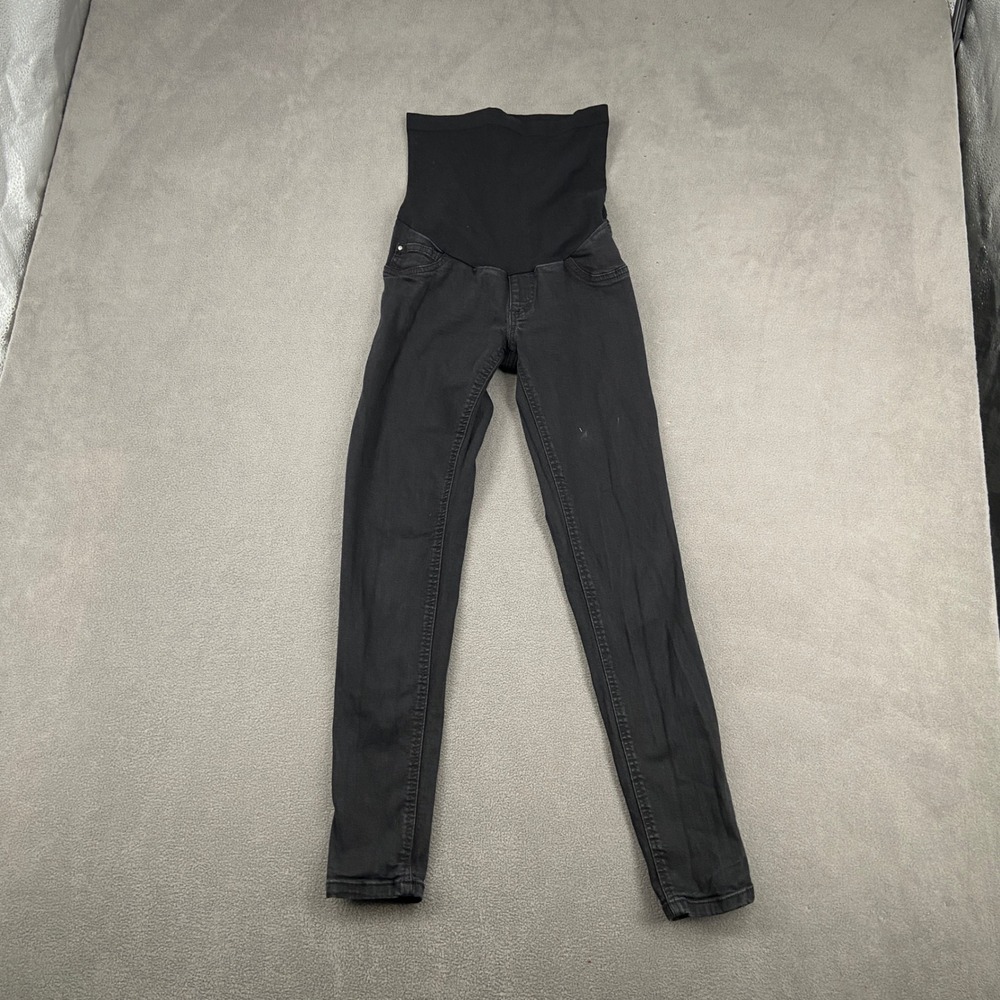 Indigo Blue Womens Maternity‎ Skinny Jeans Black Full Belly Panel Size M